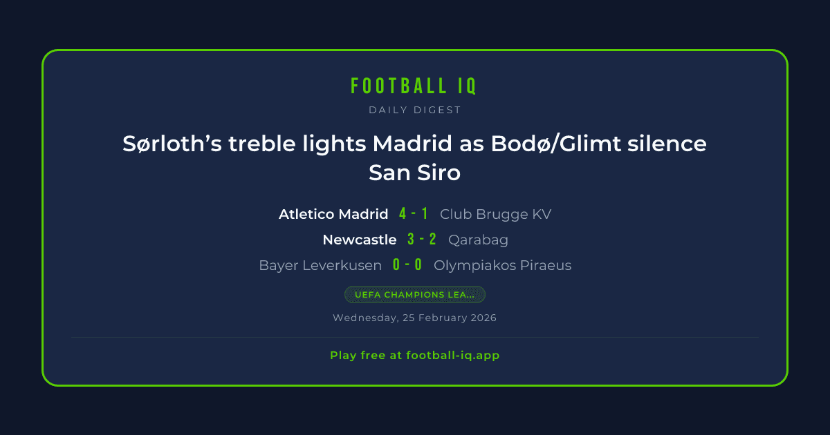 Sørloth’s treble lights Madrid as Bodø/Glimt silence San Siro